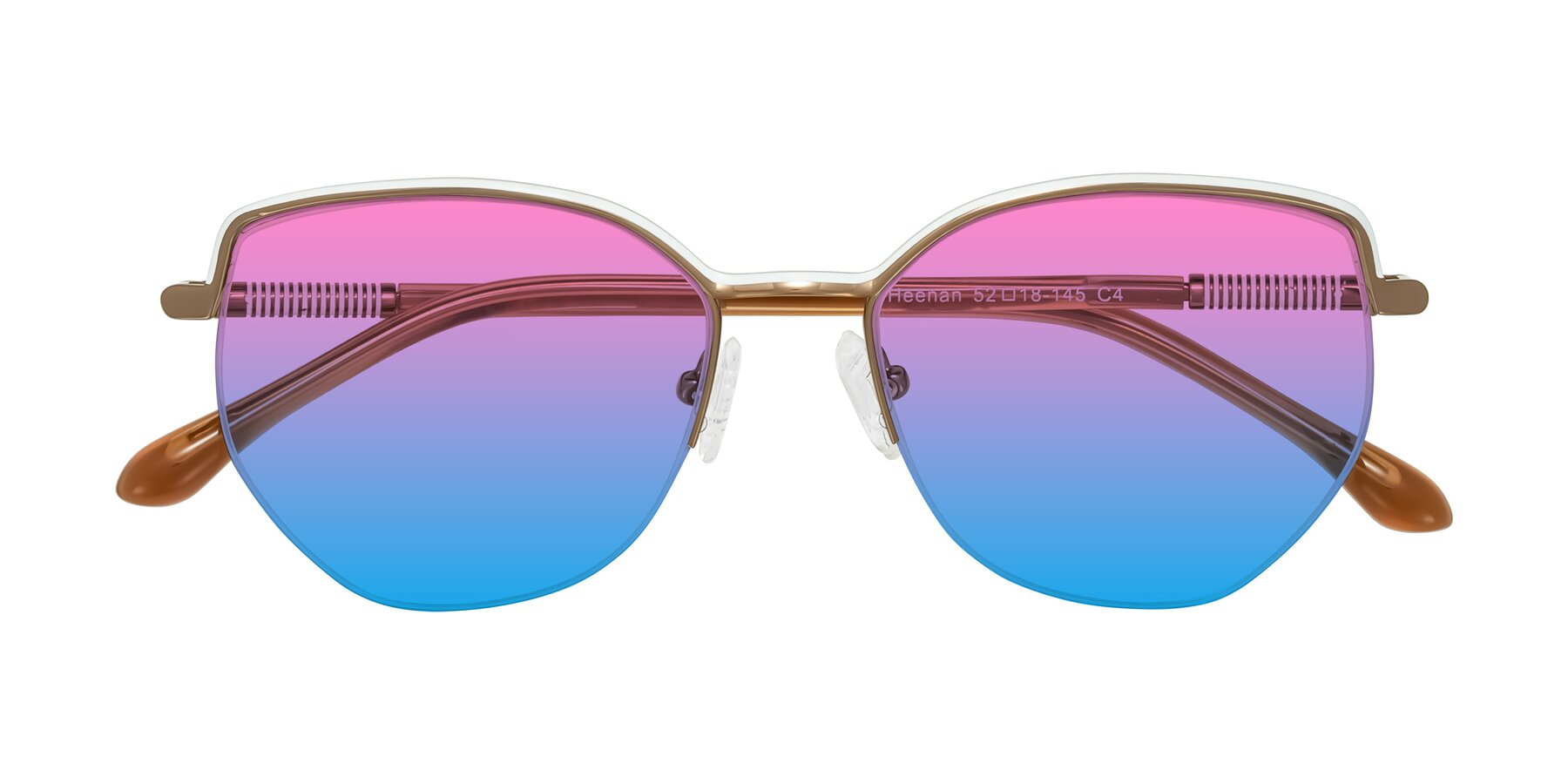 Folded Front of Heenan in White/Bronze with Pink / Blue Gradient Lenses