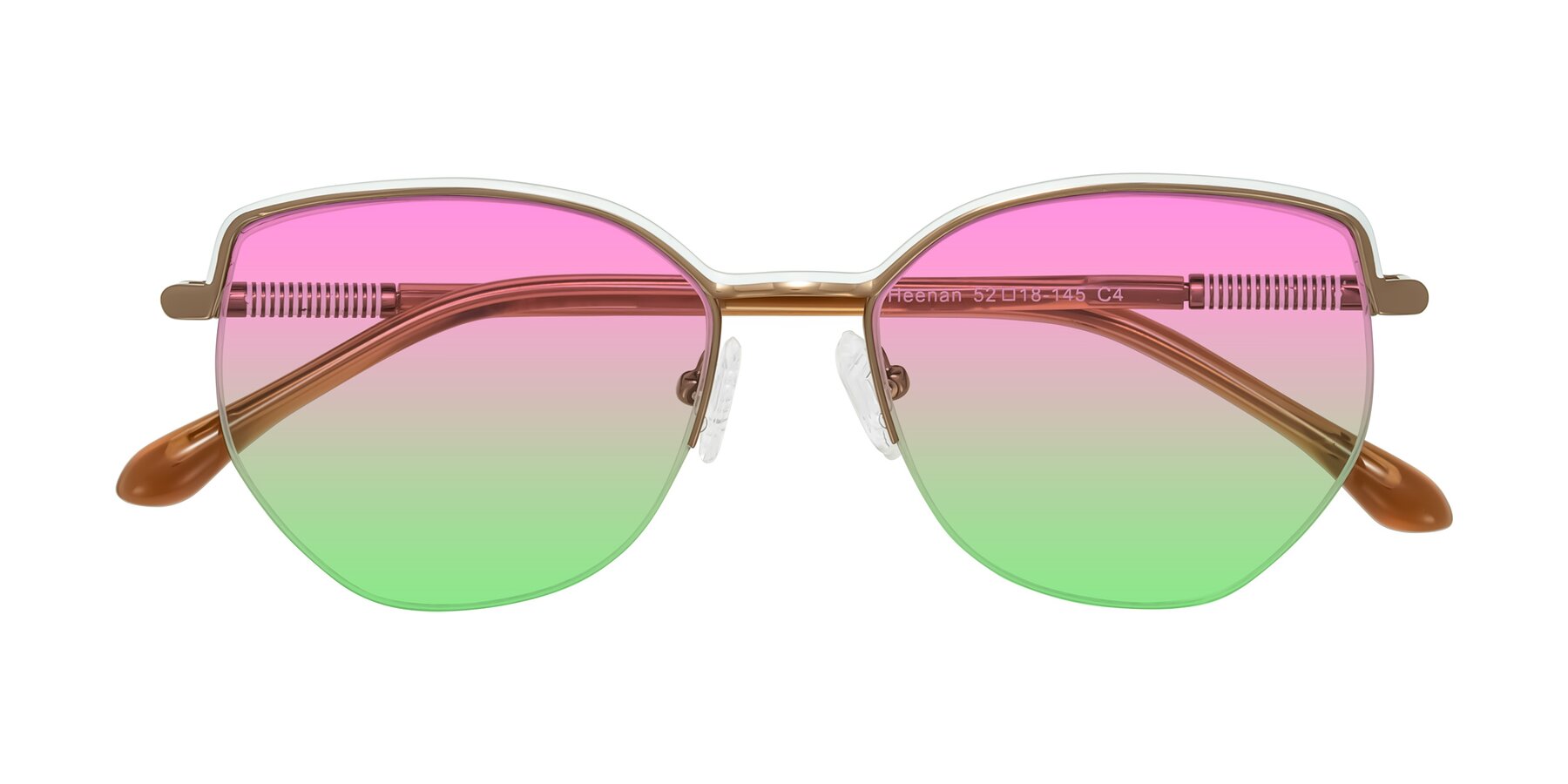 Folded Front of Heenan in White/Bronze with Pink / Green Gradient Lenses