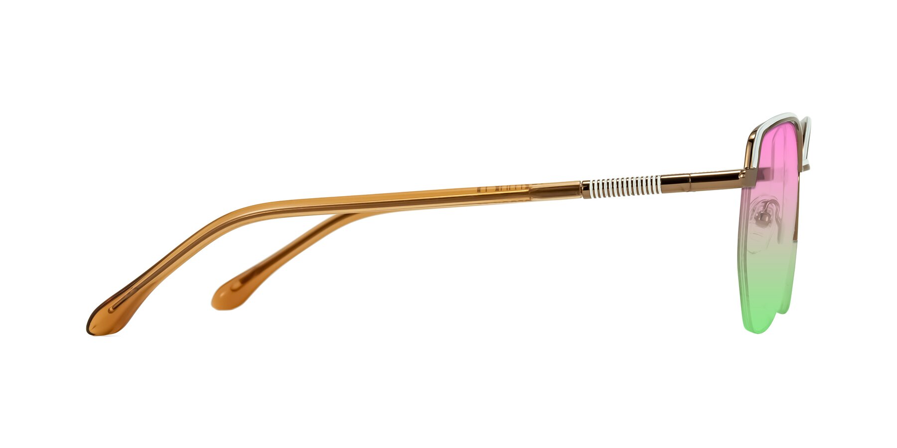 Side of Heenan in White/Bronze with Pink / Green Gradient Lenses