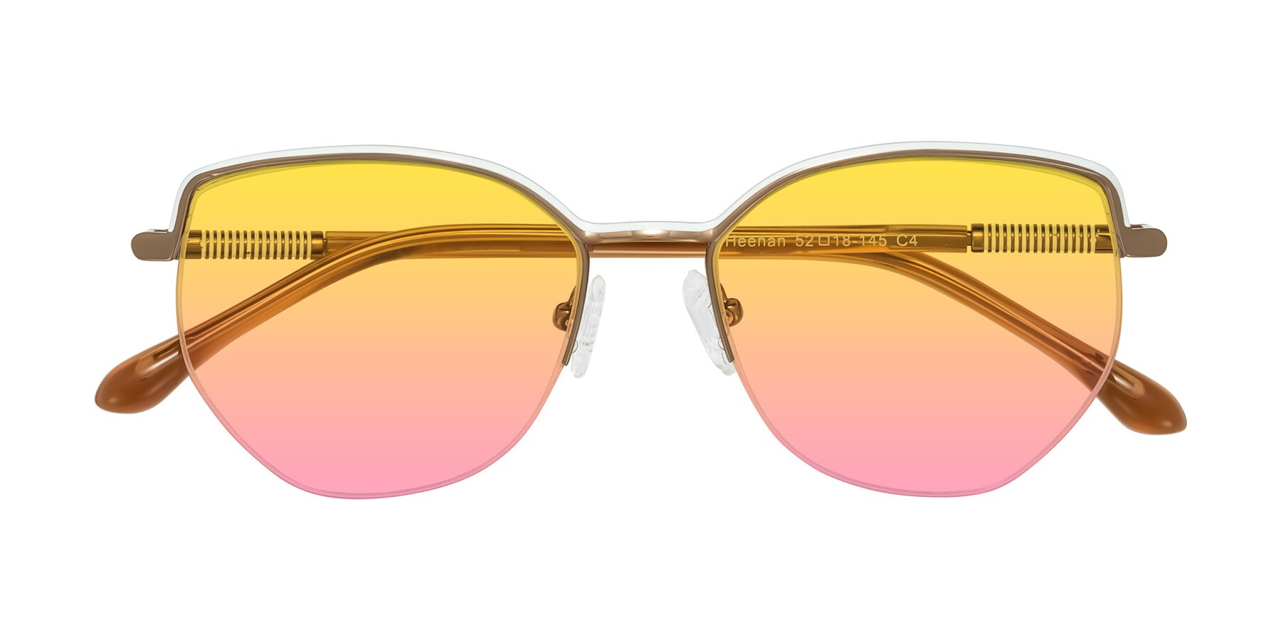 Folded Front of Heenan in White/Bronze with Yellow / Pink Gradient Lenses
