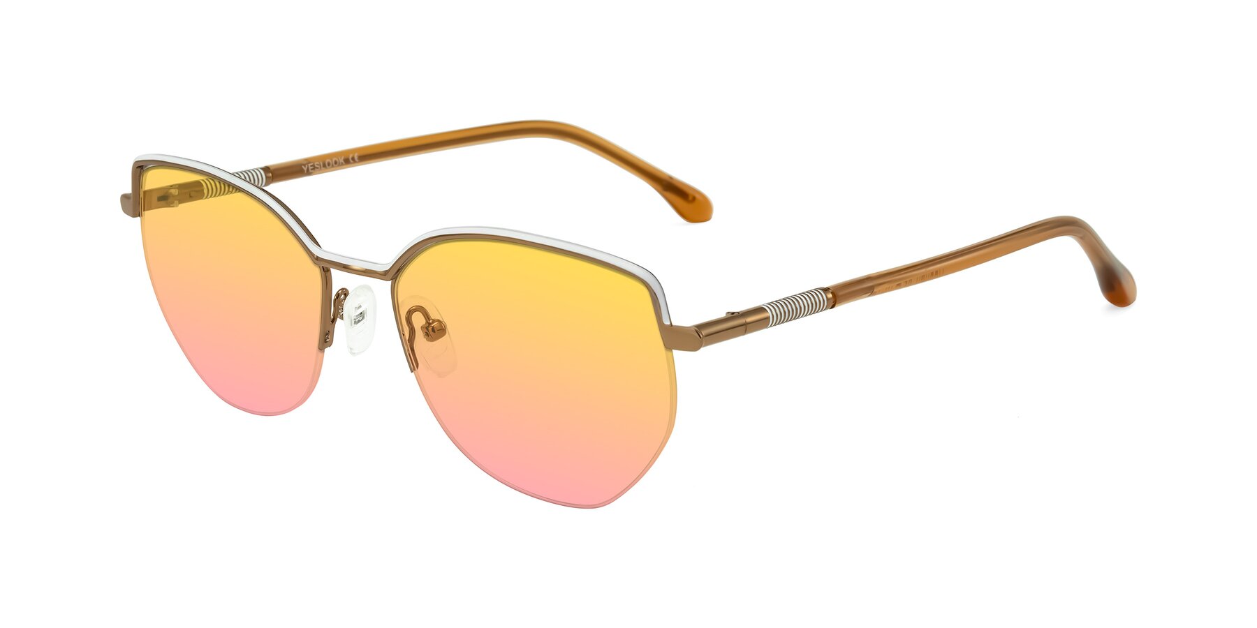Angle of Heenan in White/Bronze with Yellow / Pink Gradient Lenses