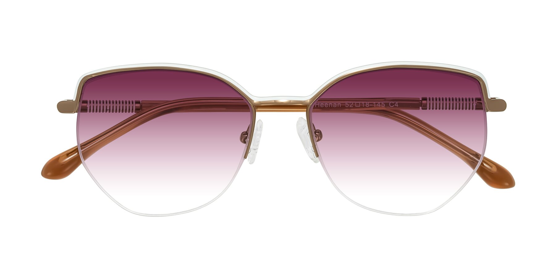 Folded Front of Heenan in White/Bronze with Wine Gradient Lenses
