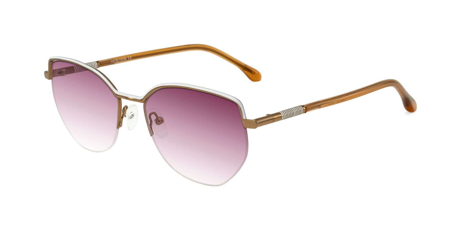Angle of Heenan in White/Bronze with Wine Gradient Lenses