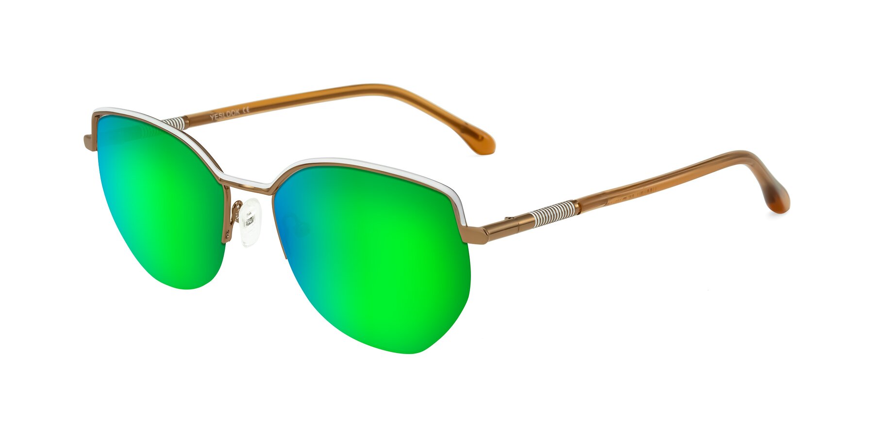 Angle of Heenan in White/Bronze with Green Mirrored Lenses