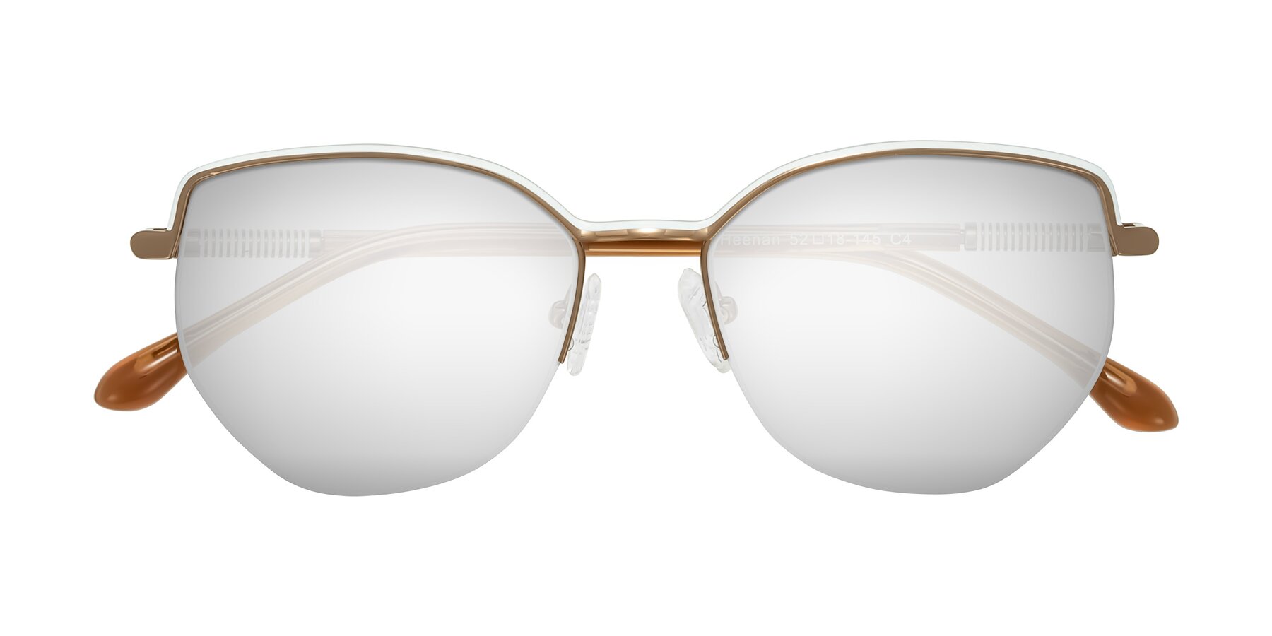Folded Front of Heenan in White/Bronze with Silver Mirrored Lenses