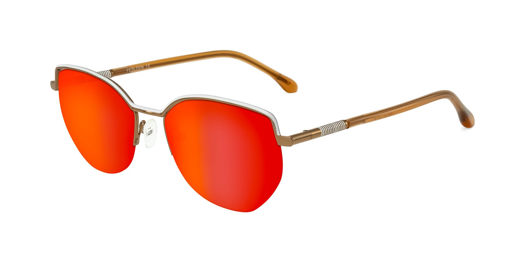 Angle of Heenan in White/Bronze with Red Gold Mirrored Lenses