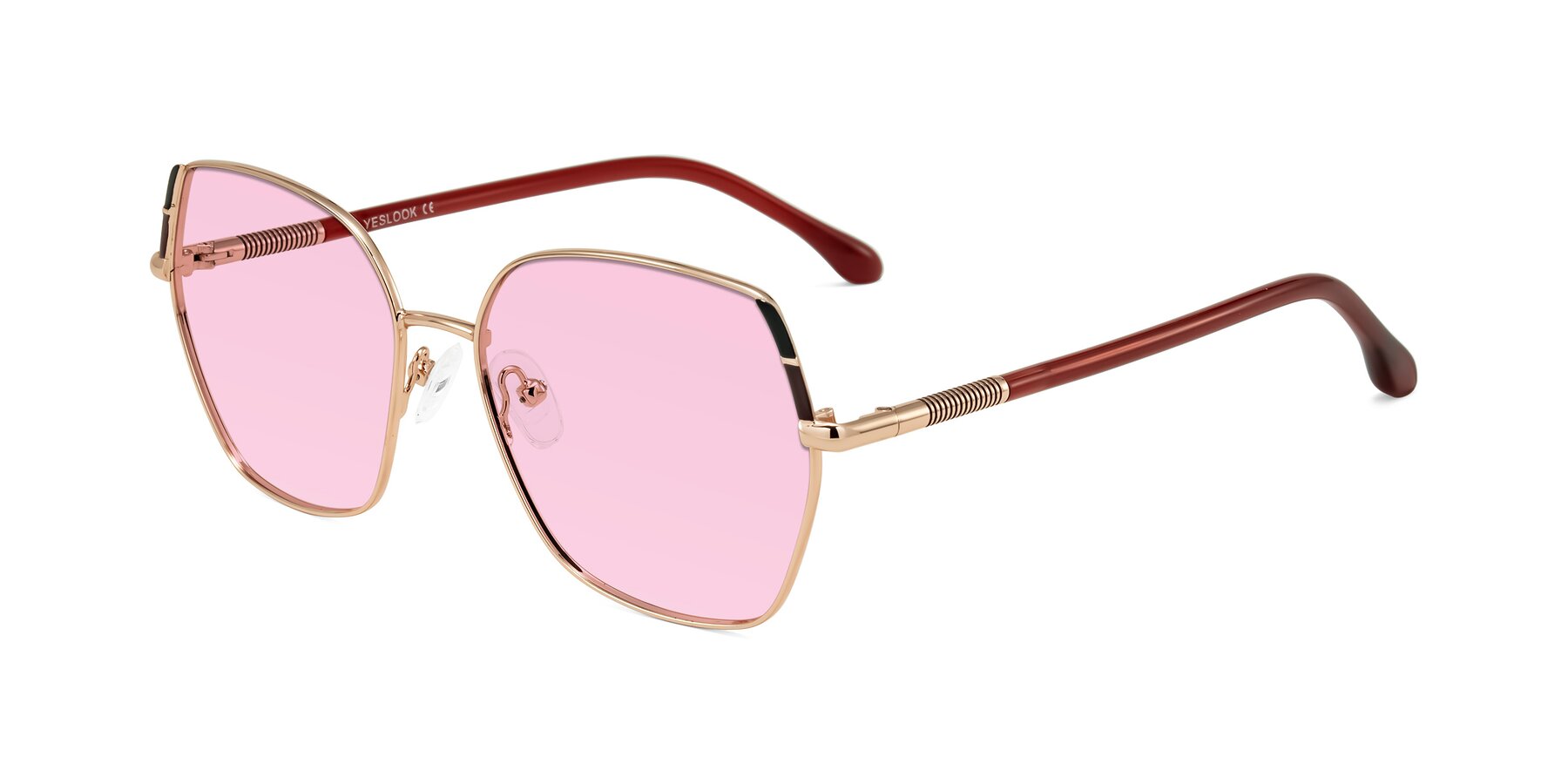 Angle of Suarie in Rose Gold/Red with Light Pink Tinted Lenses