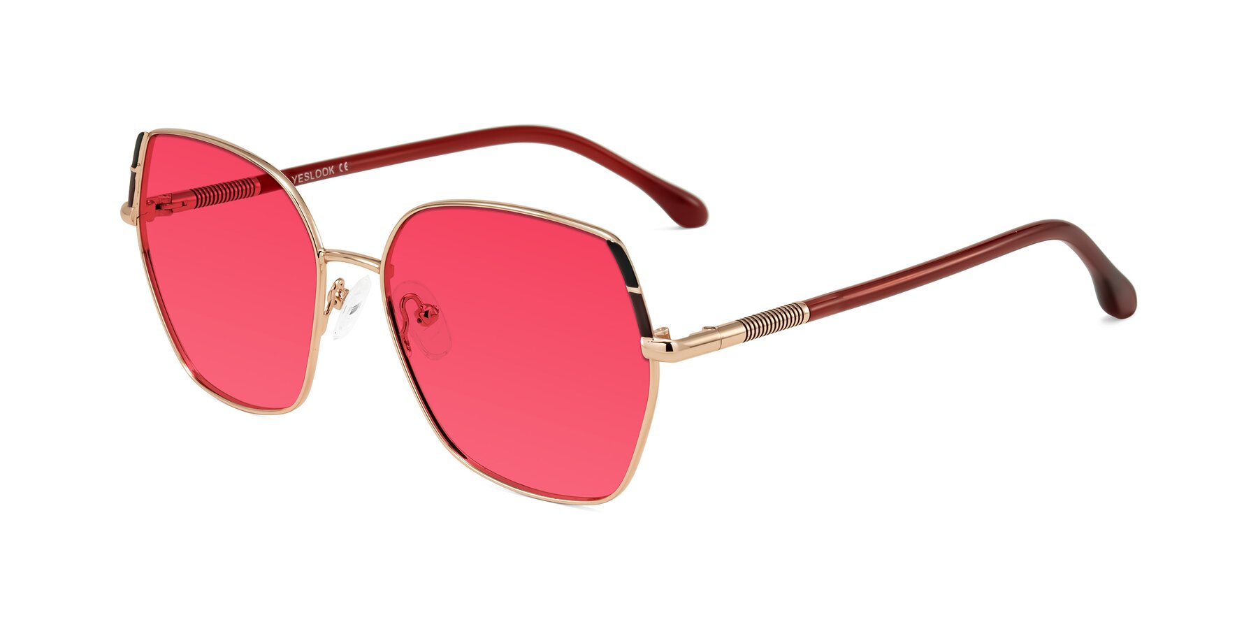 Angle of Suarie in Rose Gold/Red with Red Tinted Lenses