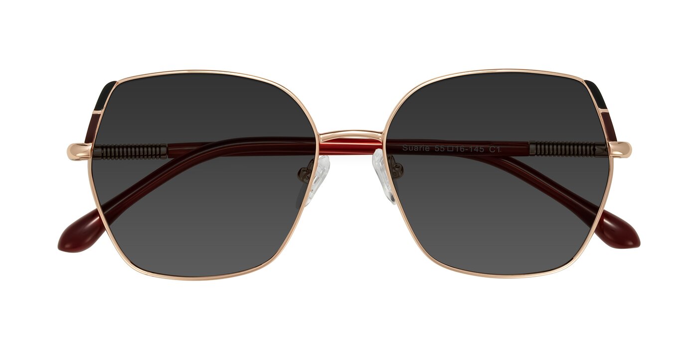 Suarie - Rose Gold/Red Tinted Sunglasses