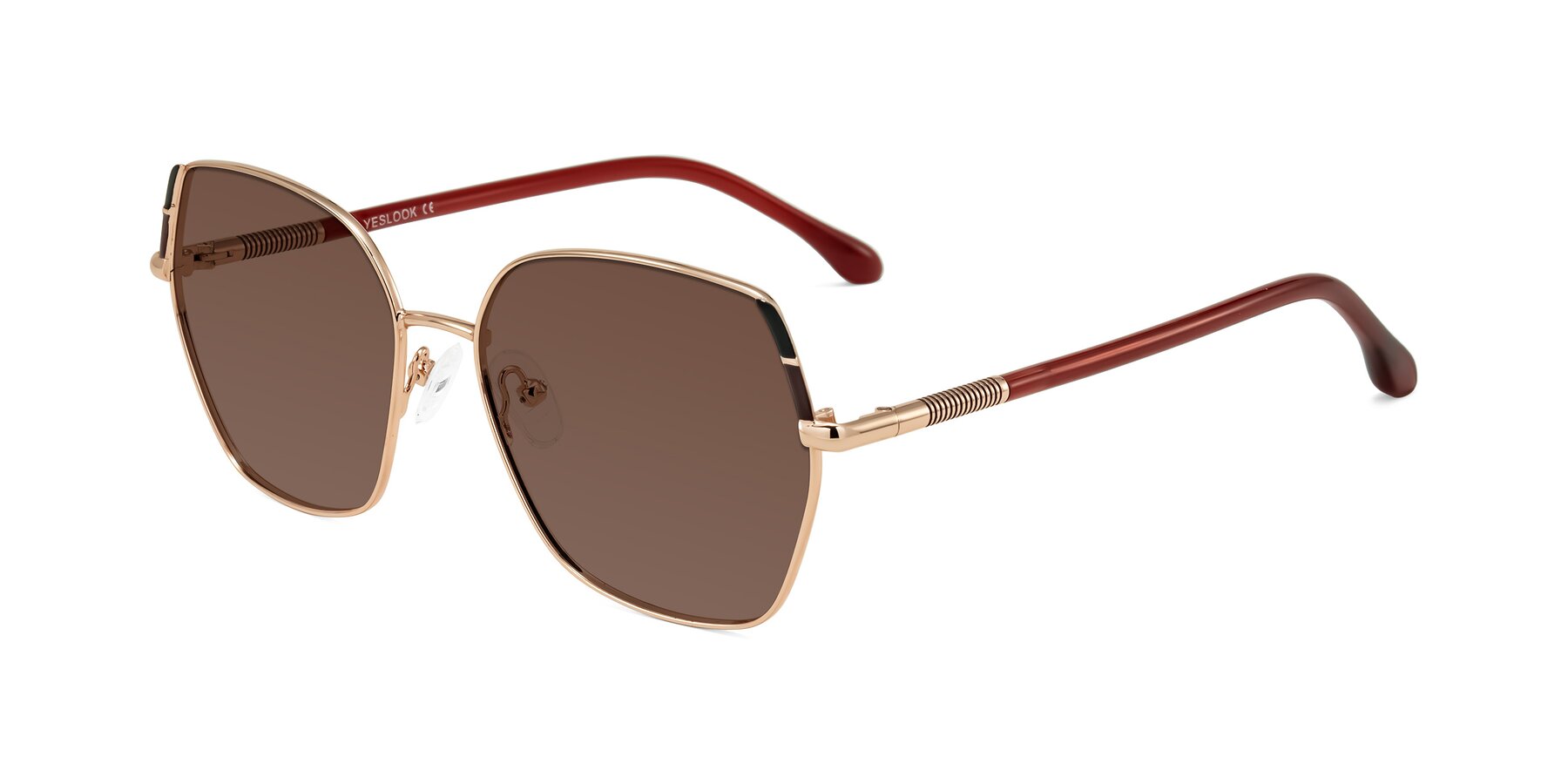 Angle of Suarie in Rose Gold/Red with Brown Tinted Lenses