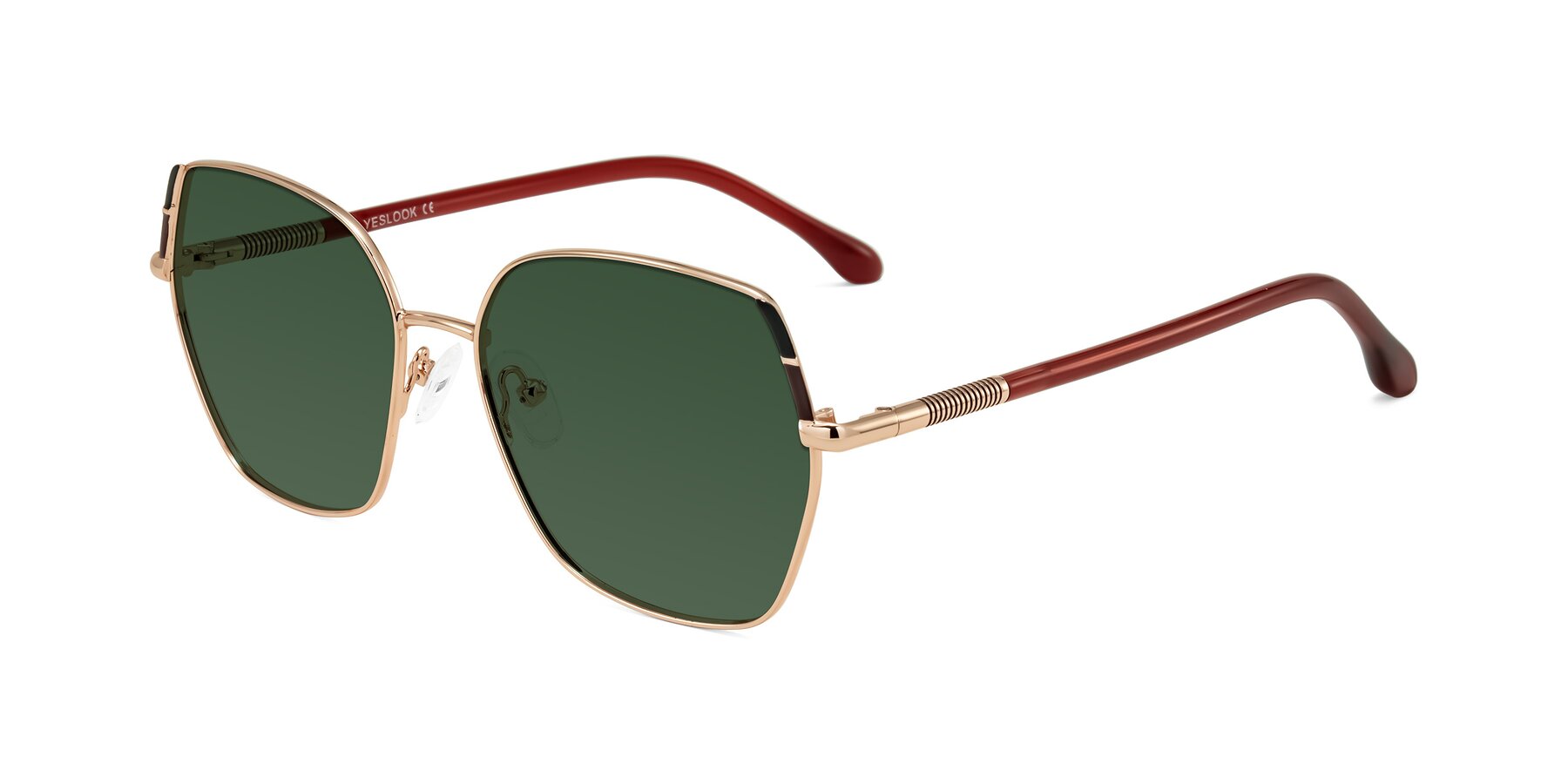 Angle of Suarie in Rose Gold/Red with Green Tinted Lenses
