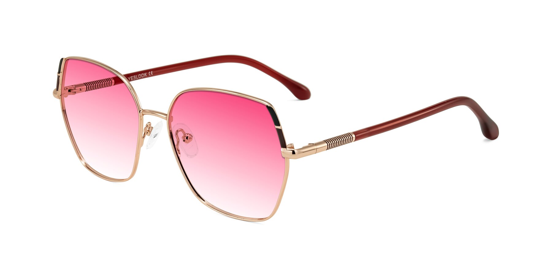 Angle of Suarie in Rose Gold/Red with Pink Gradient Lenses