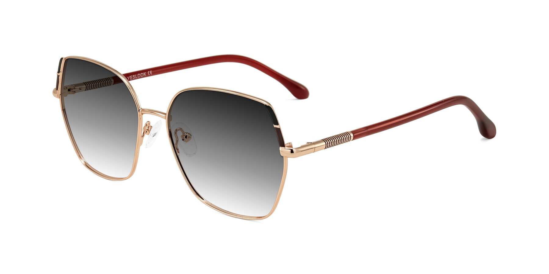 Angle of Suarie in Rose Gold/Red with Gray Gradient Lenses