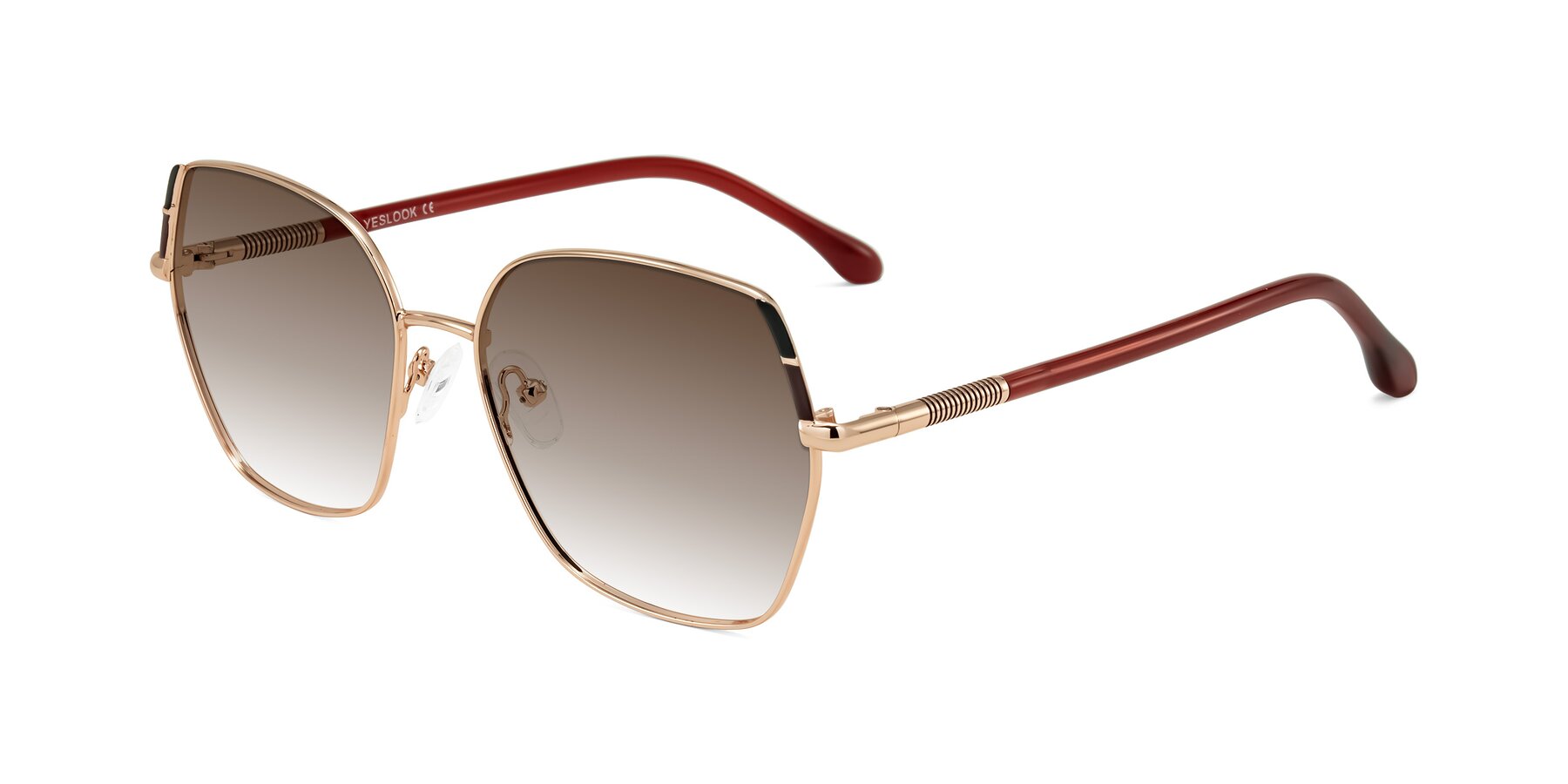 Angle of Suarie in Rose Gold/Red with Brown Gradient Lenses