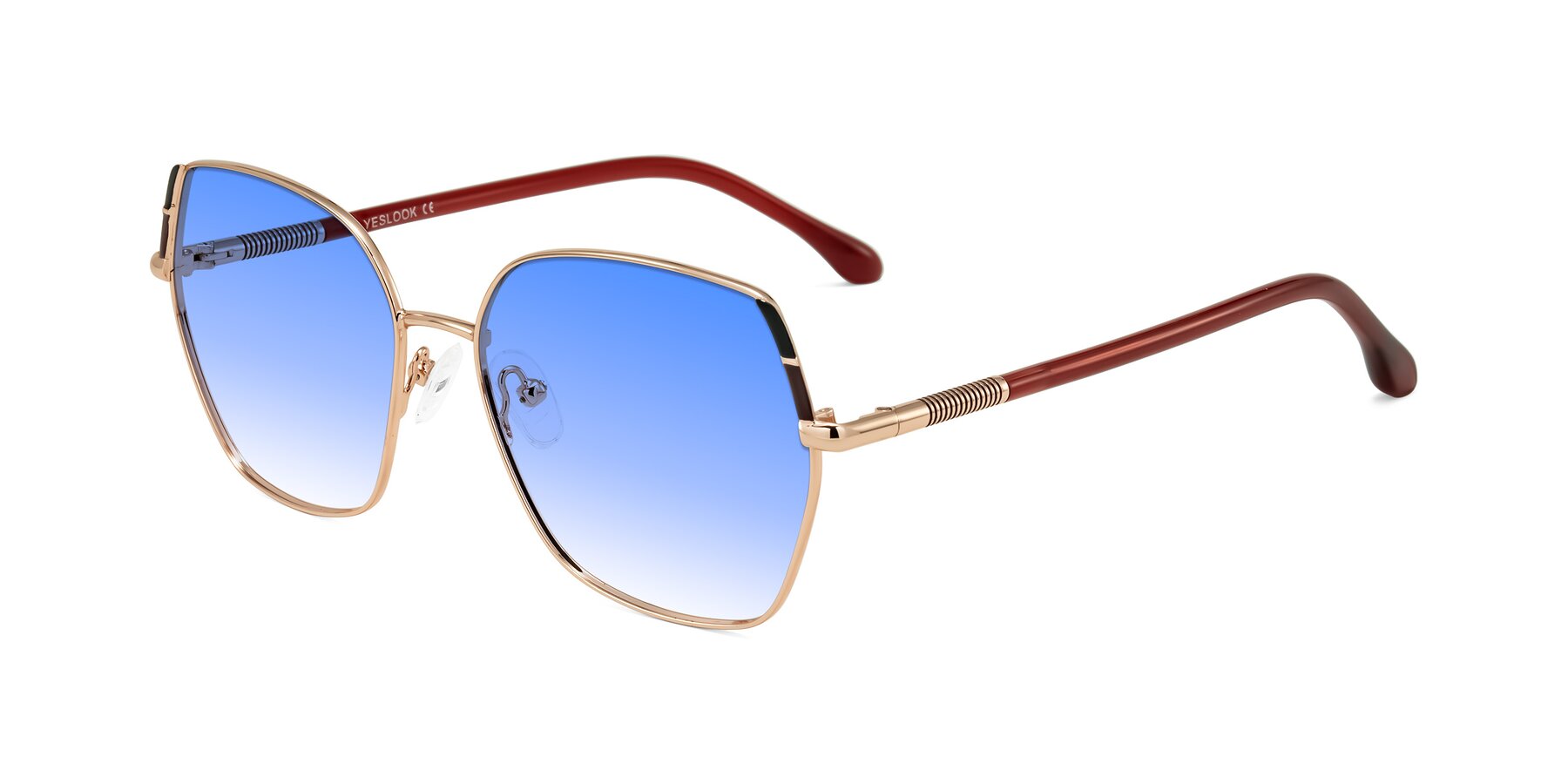 Angle of Suarie in Rose Gold/Red with Blue Gradient Lenses