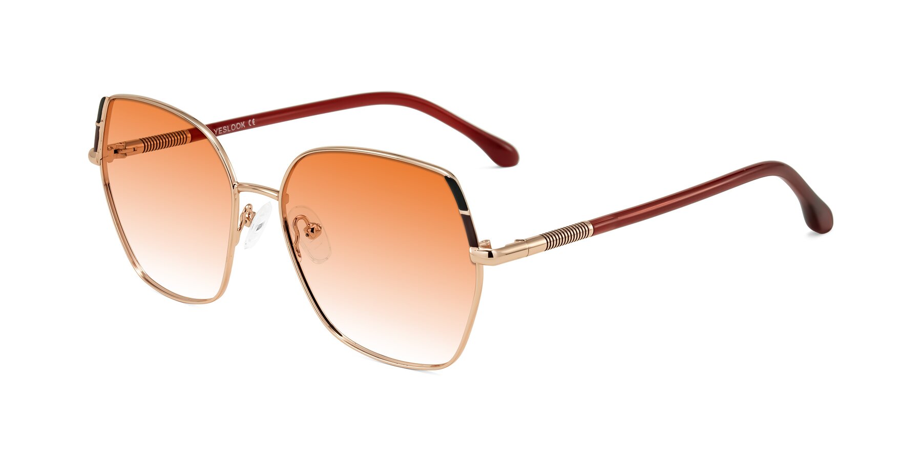 Angle of Suarie in Rose Gold/Red with Orange Gradient Lenses