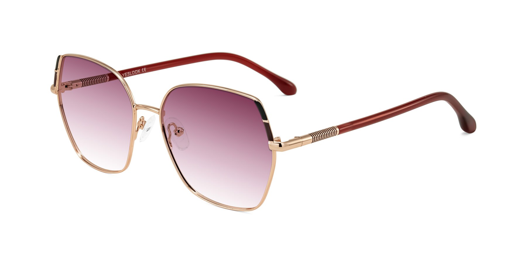 Angle of Suarie in Rose Gold/Red with Wine Gradient Lenses
