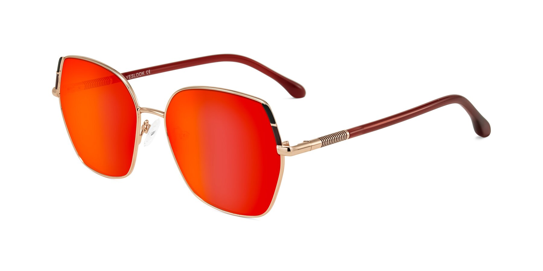 Angle of Suarie in Rose Gold/Red with Red Gold Mirrored Lenses