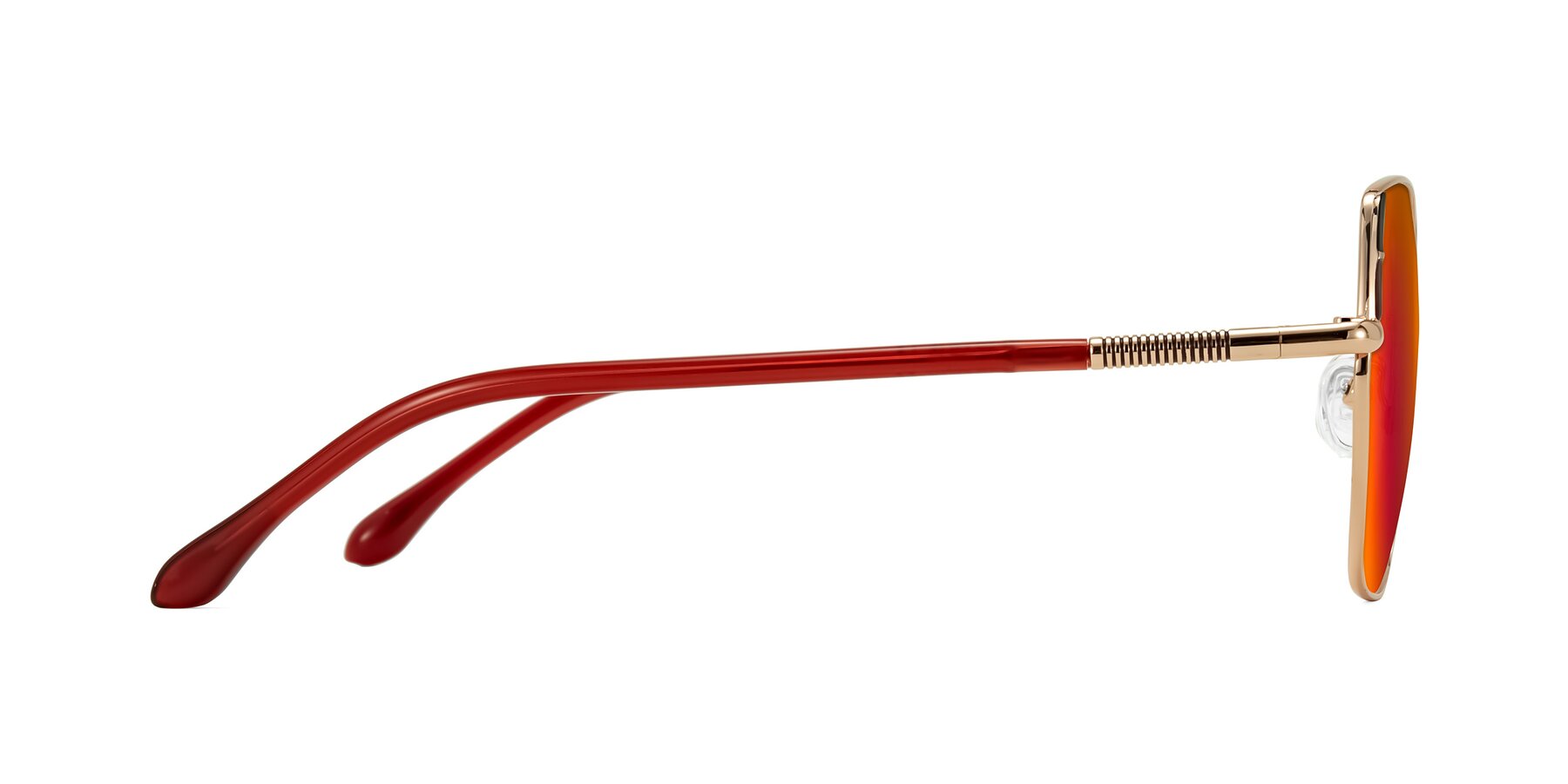 Side of Suarie in Rose Gold/Red with Red Gold Mirrored Lenses