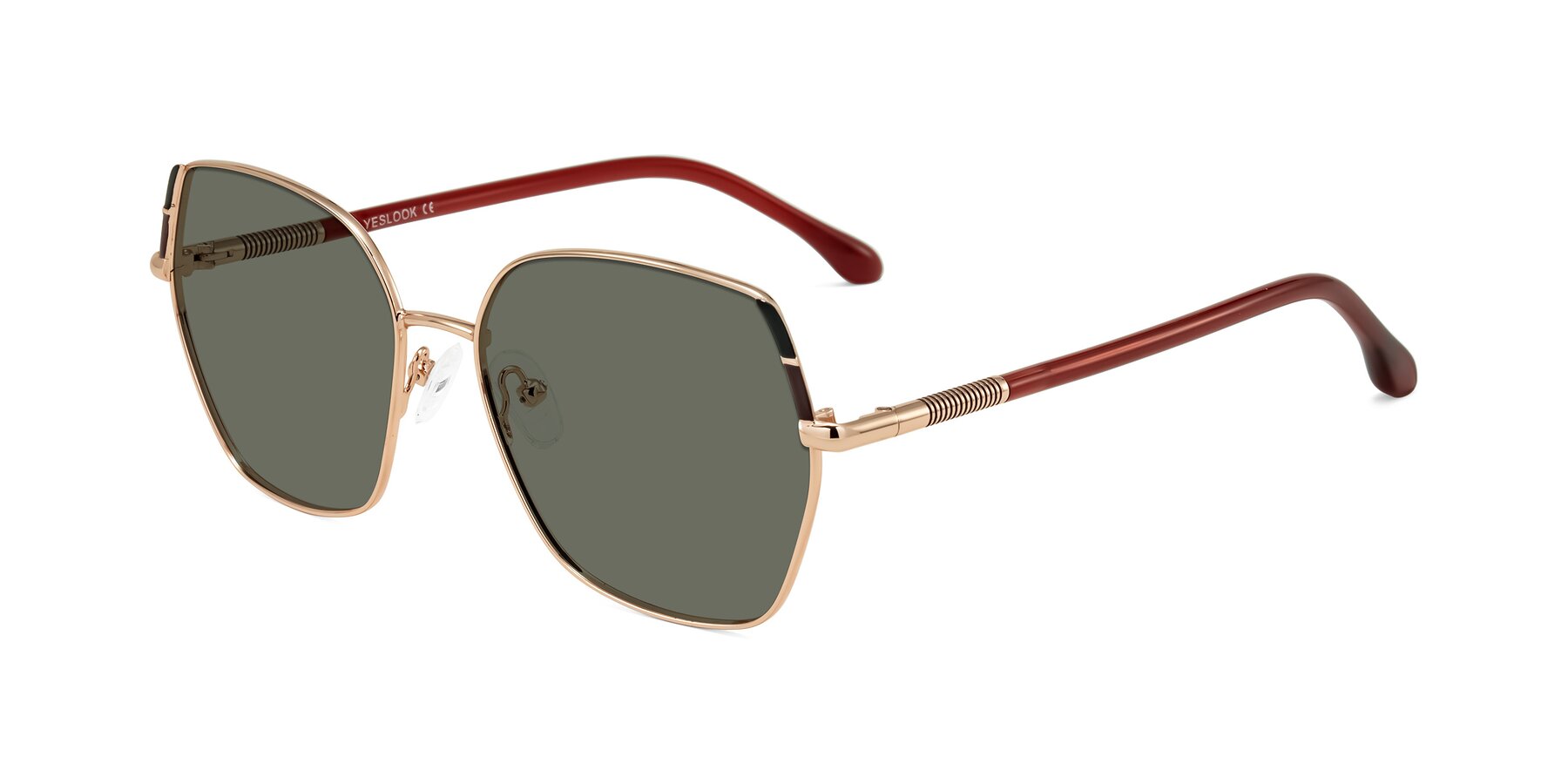Angle of Suarie in Rose Gold/Red with Gray Polarized Lenses
