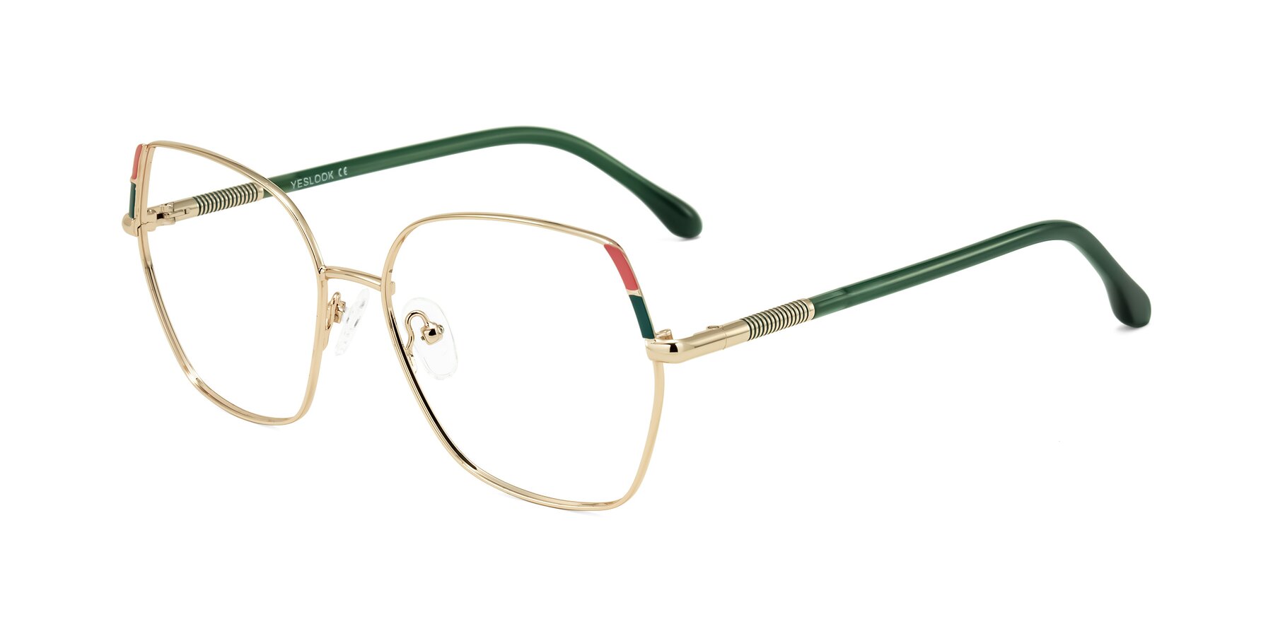 Angle of Suarie in Gold/Green with Clear Blue Light Blocking Lenses