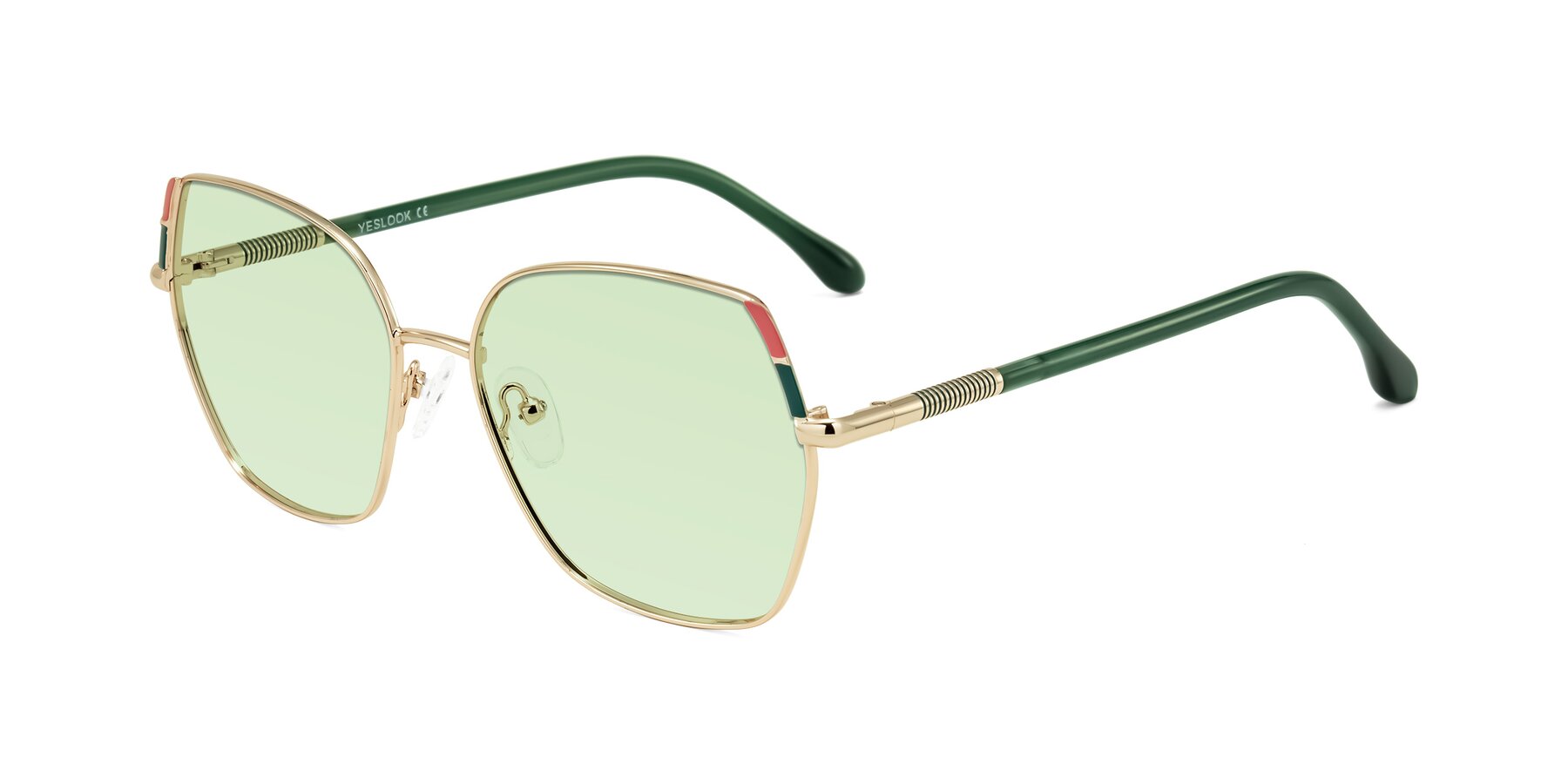 Angle of Suarie in Gold/Green with Light Green Tinted Lenses