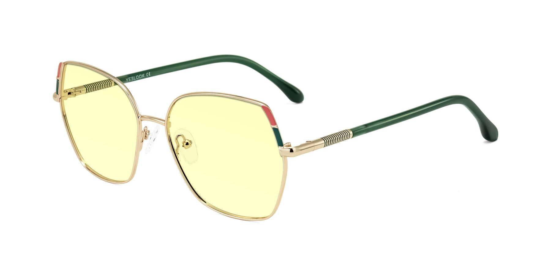 Angle of Suarie in Gold/Green with Light Yellow Tinted Lenses