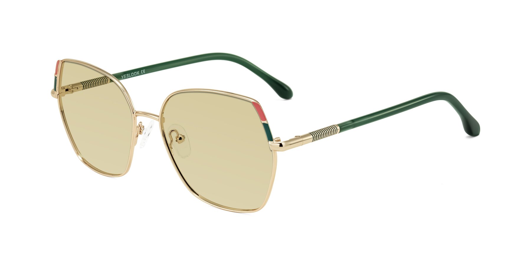 Angle of Suarie in Gold/Green with Light Champagne Tinted Lenses
