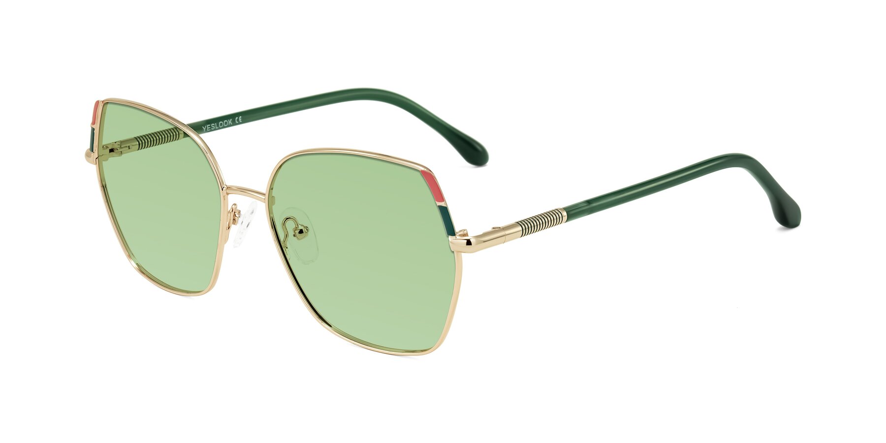 Angle of Suarie in Gold/Green with Medium Green Tinted Lenses