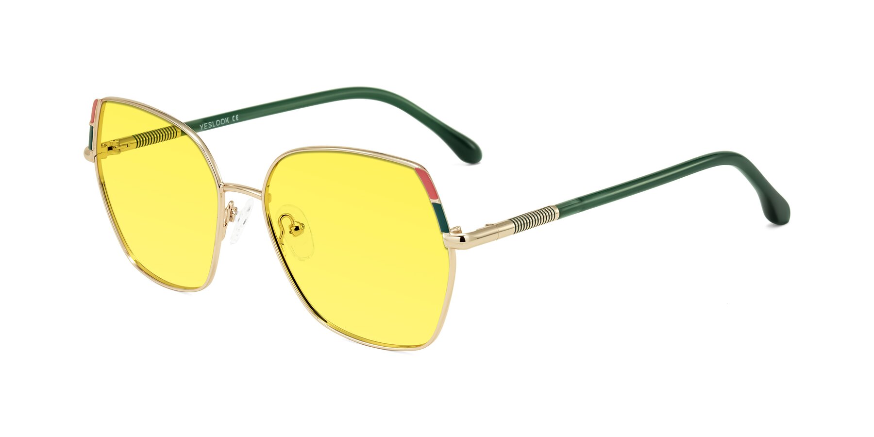 Angle of Suarie in Gold/Green with Medium Yellow Tinted Lenses