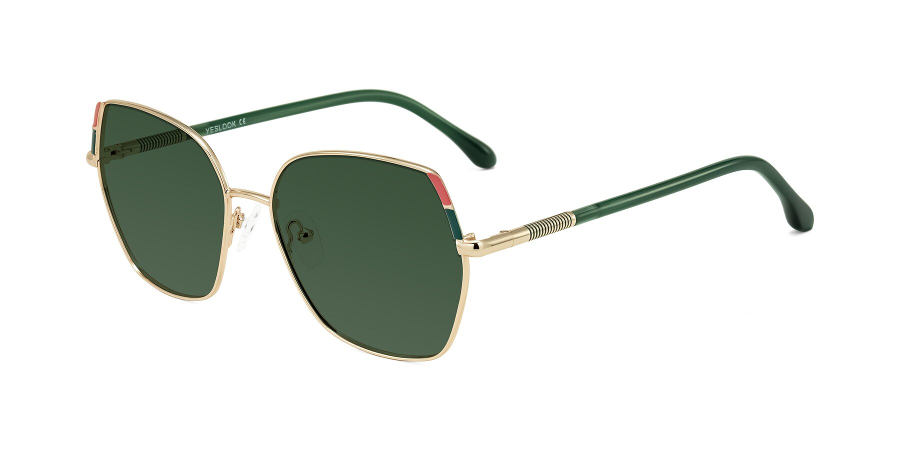 Angle of Suarie in Gold/Green with Green Tinted Lenses