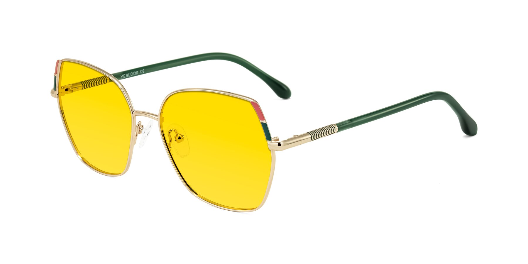 Angle of Suarie in Gold/Green with Yellow Tinted Lenses
