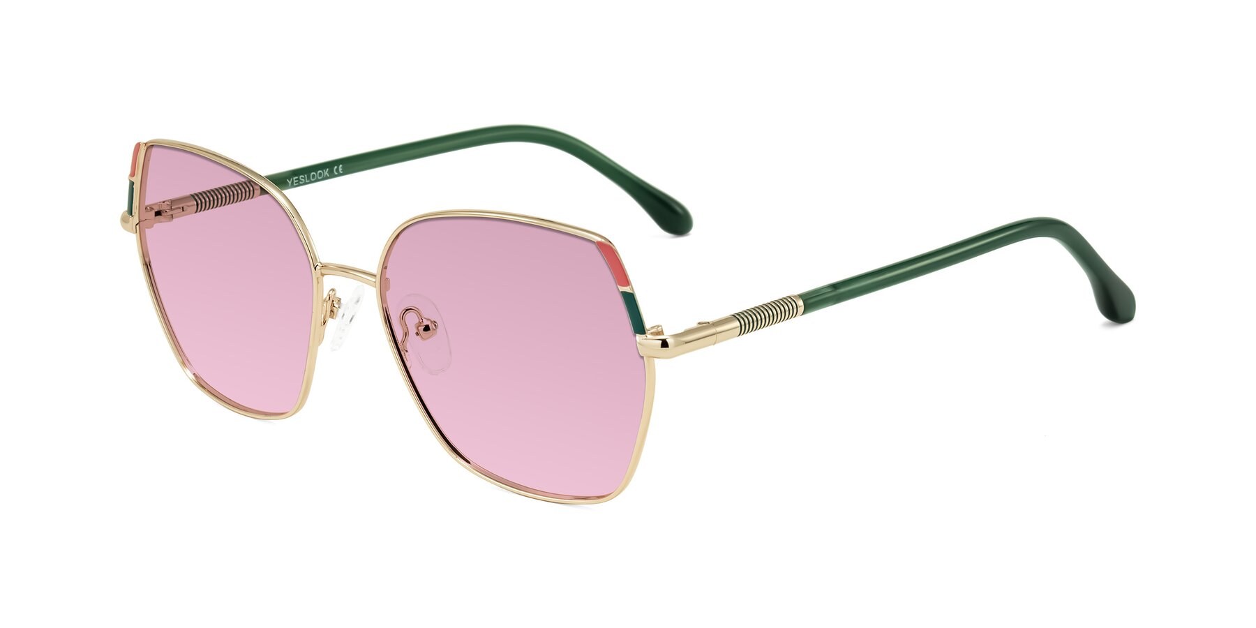 Angle of Suarie in Gold/Green with Light Wine Tinted Lenses