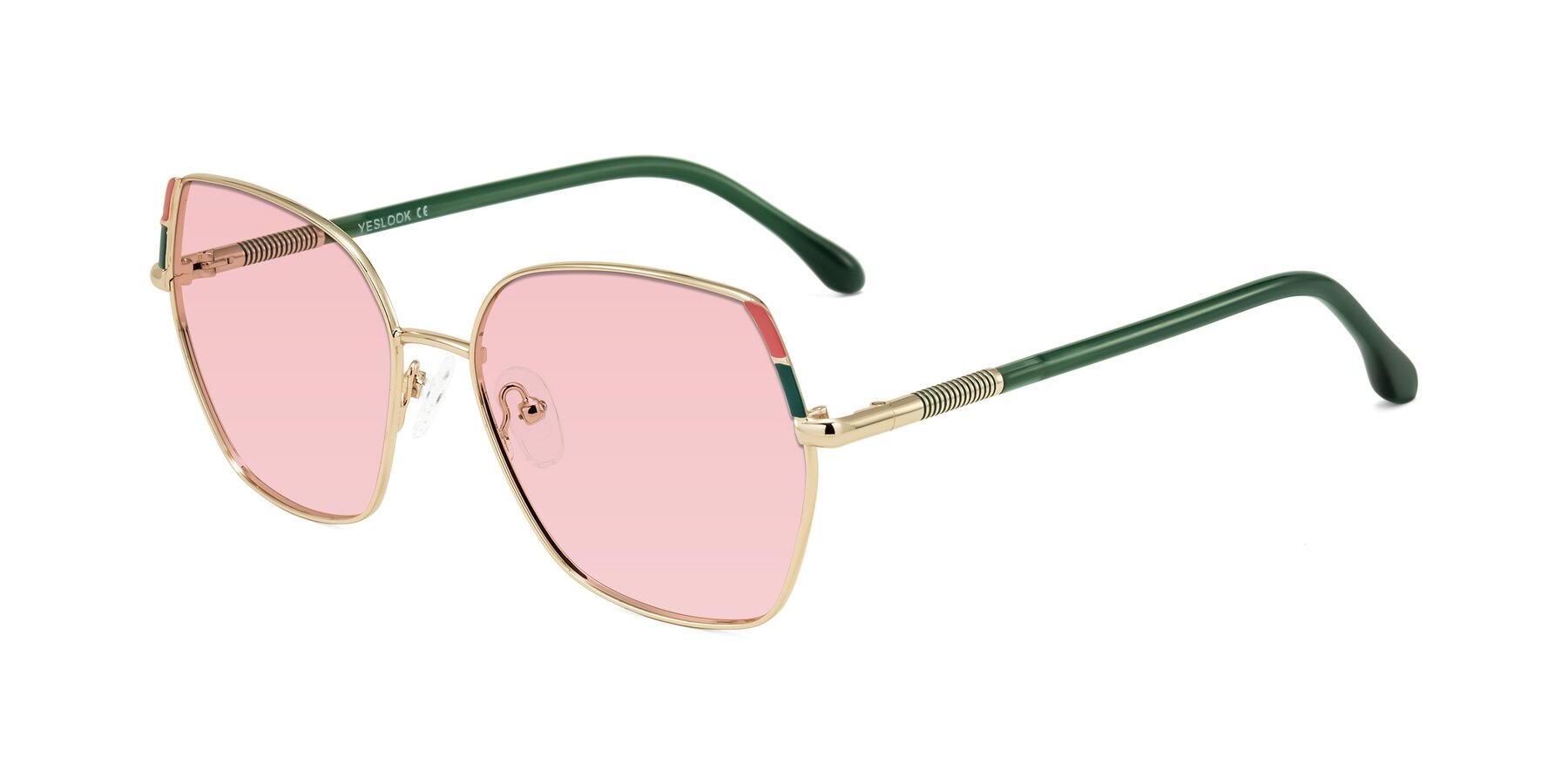 Angle of Suarie in Gold/Green with Light Garnet Tinted Lenses