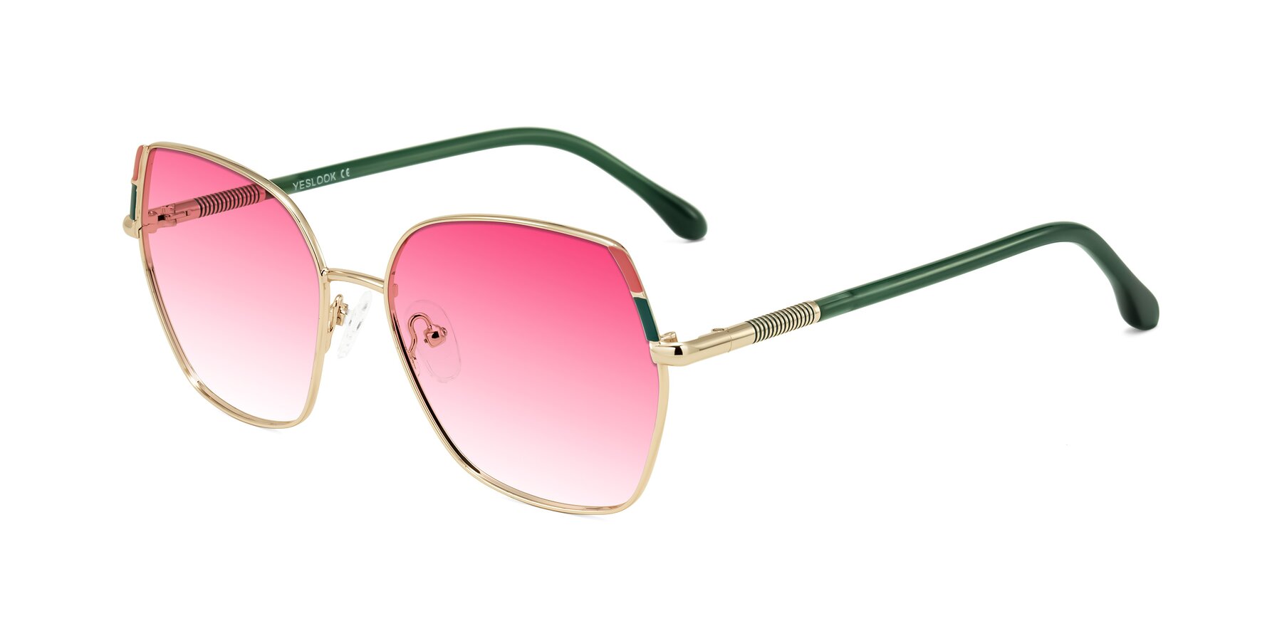 Angle of Suarie in Gold/Green with Pink Gradient Lenses
