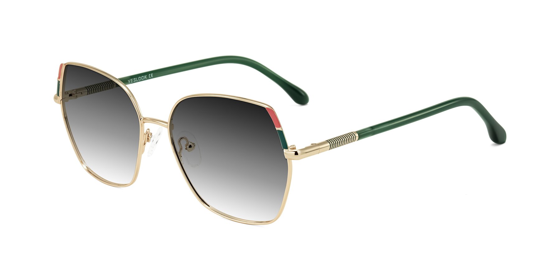 Angle of Suarie in Gold/Green with Gray Gradient Lenses
