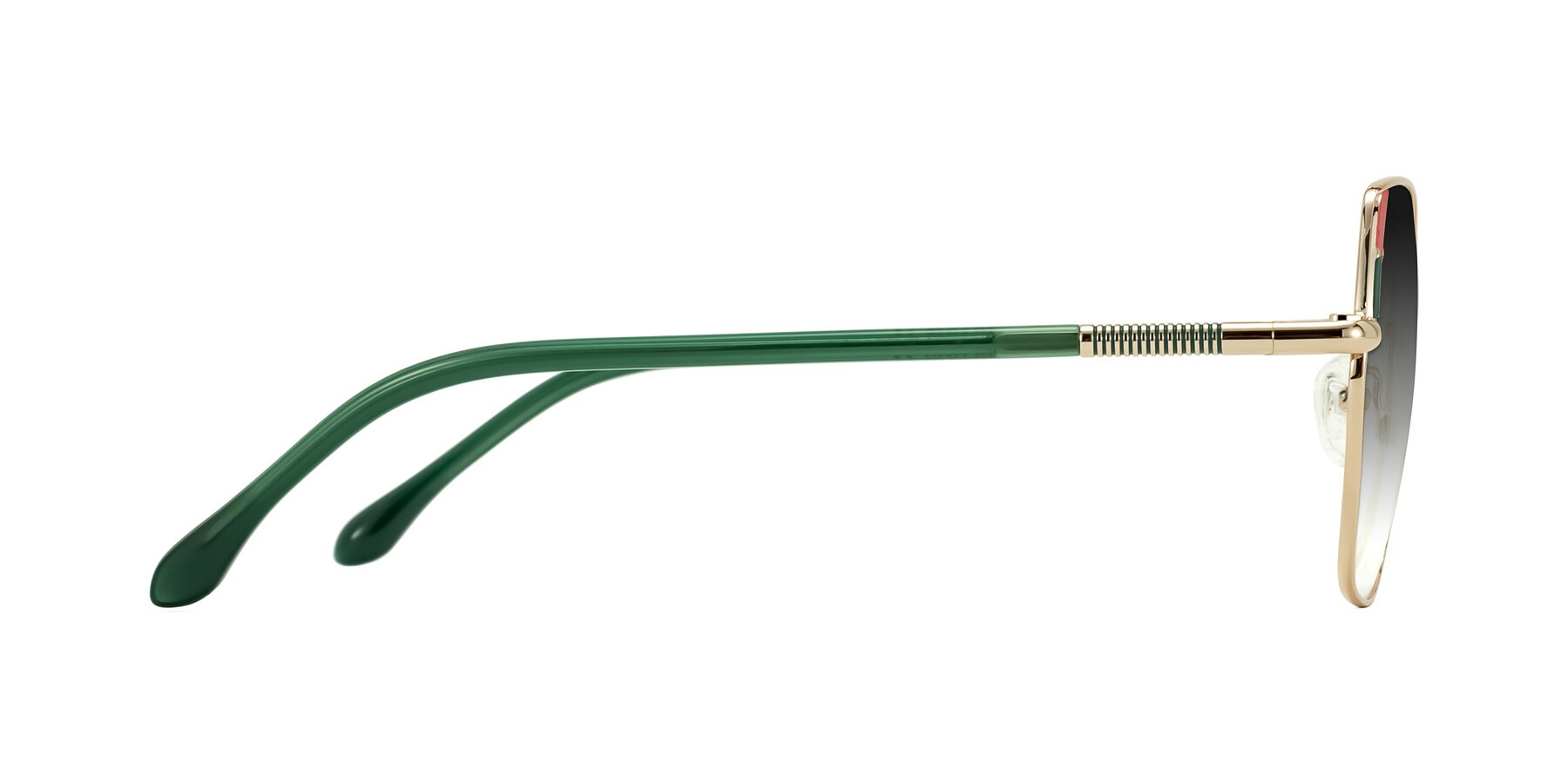 Side of Suarie in Gold/Green with Gray Gradient Lenses