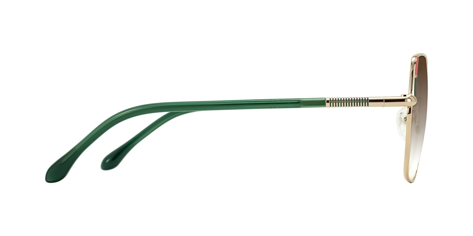 Side of Suarie in Gold/Green with Brown Gradient Lenses