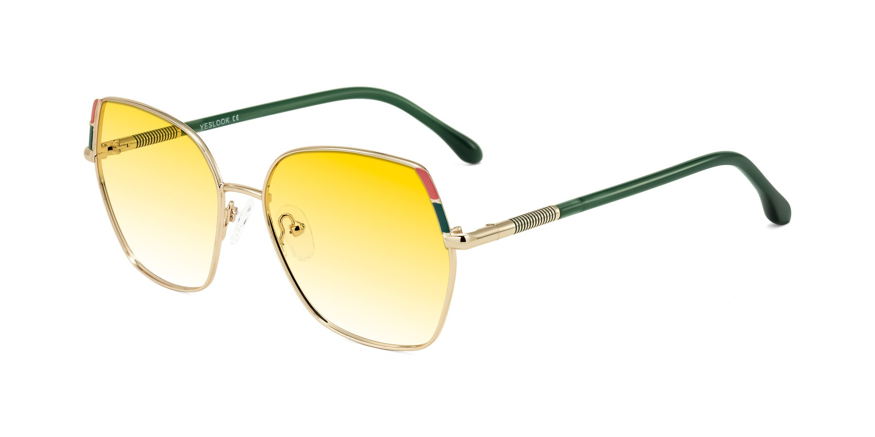 Angle of Suarie in Gold/Green with Yellow Gradient Lenses