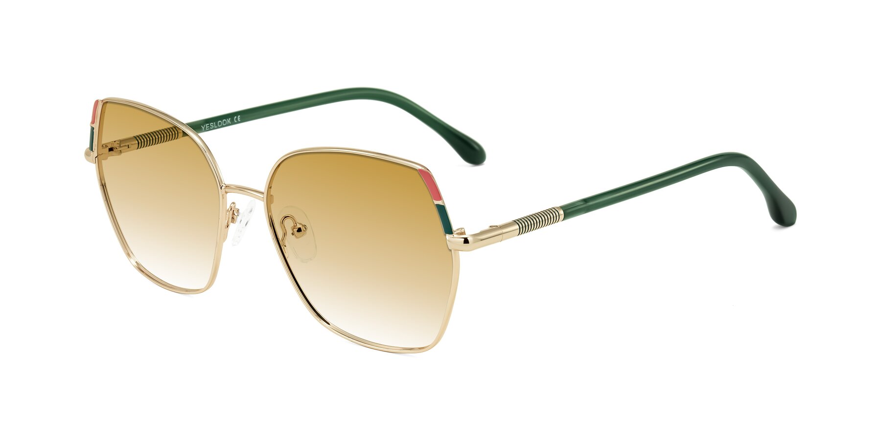 Angle of Suarie in Gold/Green with Champagne Gradient Lenses