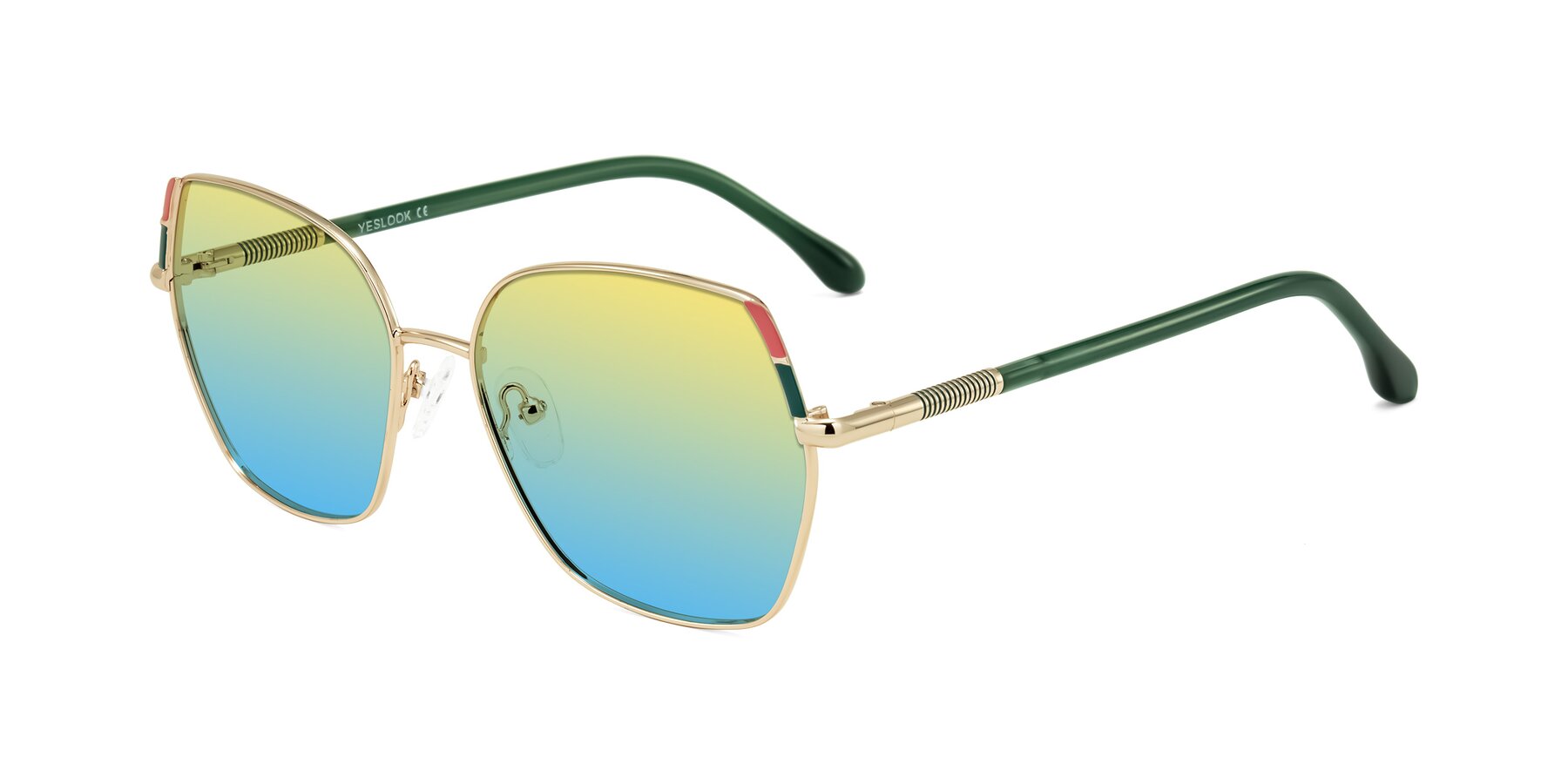 Angle of Suarie in Gold/Green with Yellow / Blue Gradient Lenses