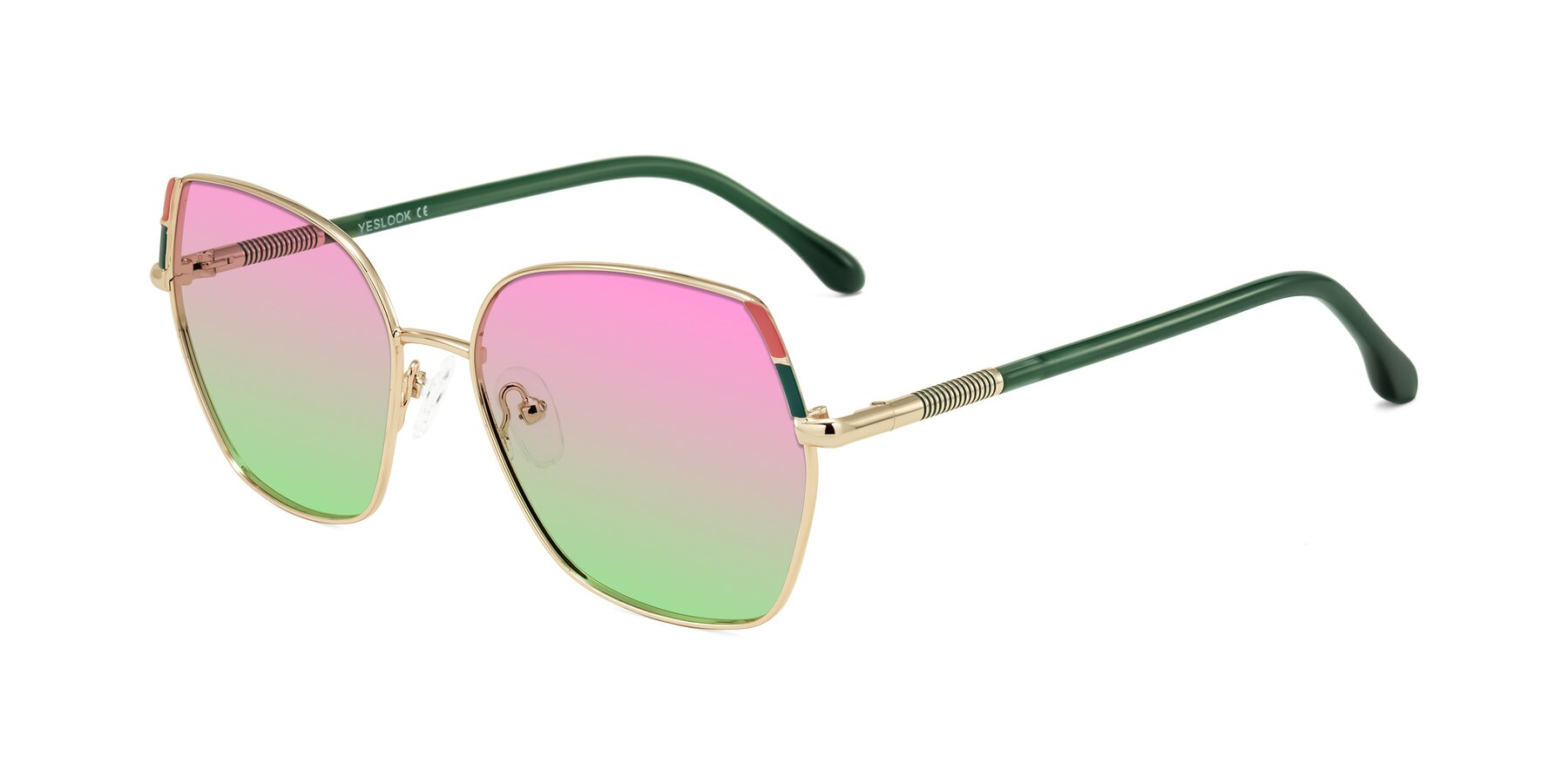 Angle of Suarie in Gold/Green with Pink / Green Gradient Lenses