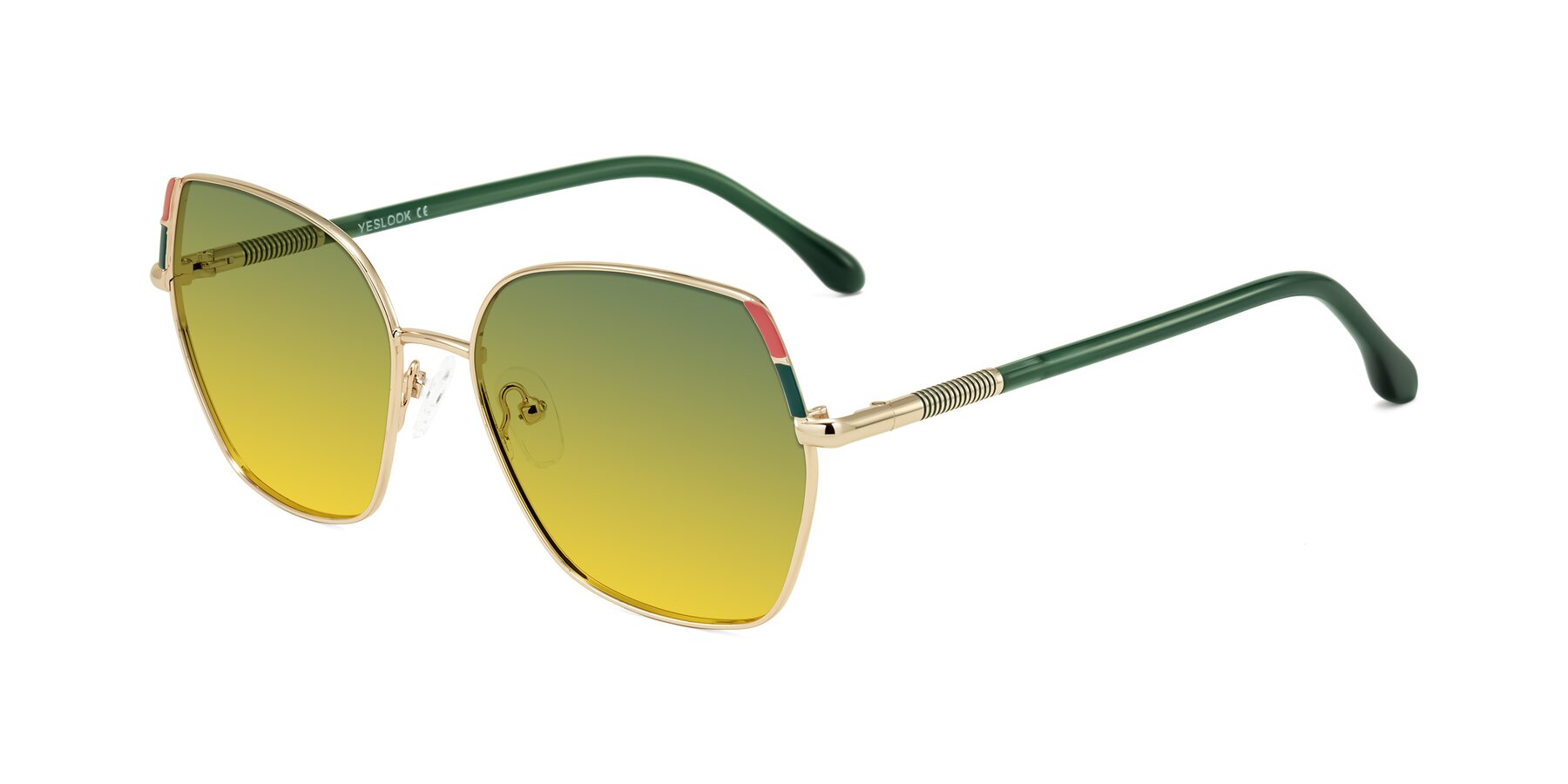 Angle of Suarie in Gold/Green with Green / Yellow Gradient Lenses