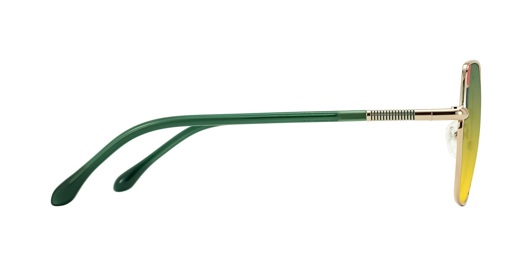Side of Suarie in Gold/Green with Green / Yellow Gradient Lenses
