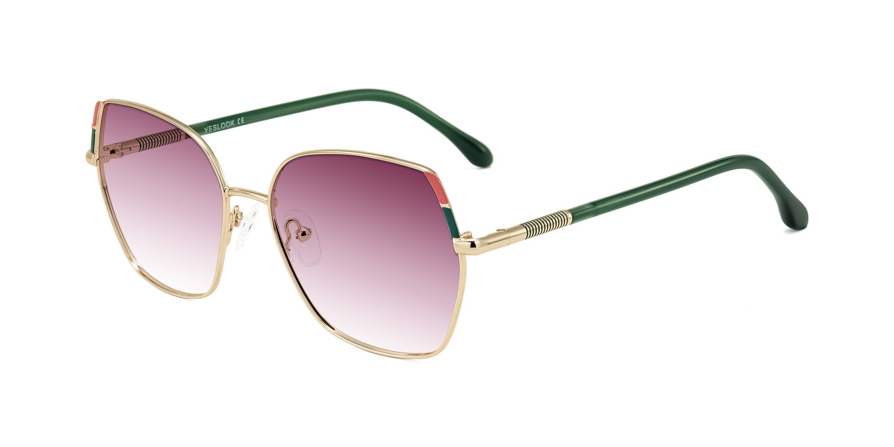 Angle of Suarie in Gold/Green with Wine Gradient Lenses