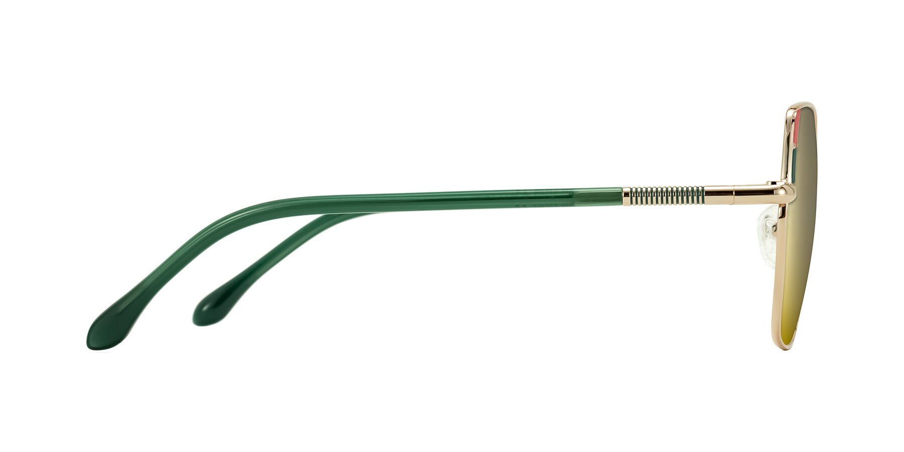 Side of Suarie in Gold/Green with Gold Mirrored Lenses