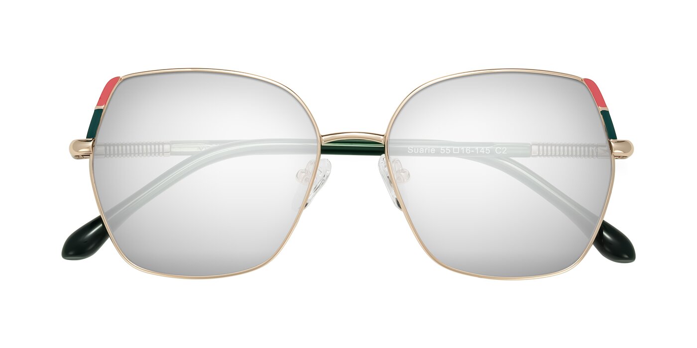 Suarie - Gold/Green Flash Mirrored Sunglasses