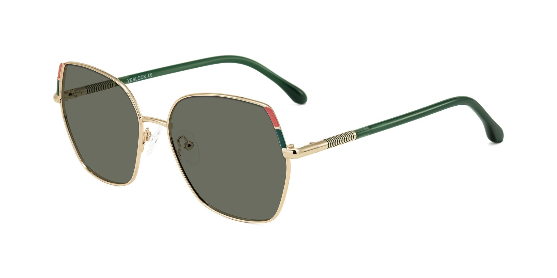 Angle of Suarie in Gold/Green with Gray Polarized Lenses