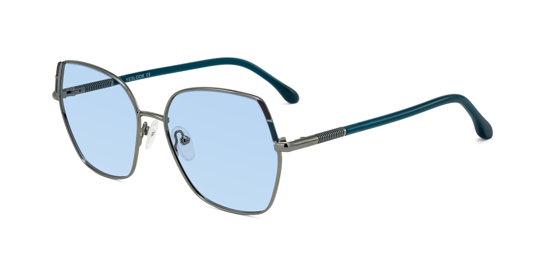 Angle of Suarie in Gunmetal/Teal with Light Blue Tinted Lenses