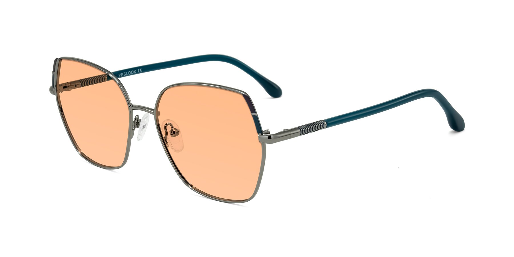 Angle of Suarie in Gunmetal/Teal with Light Orange Tinted Lenses